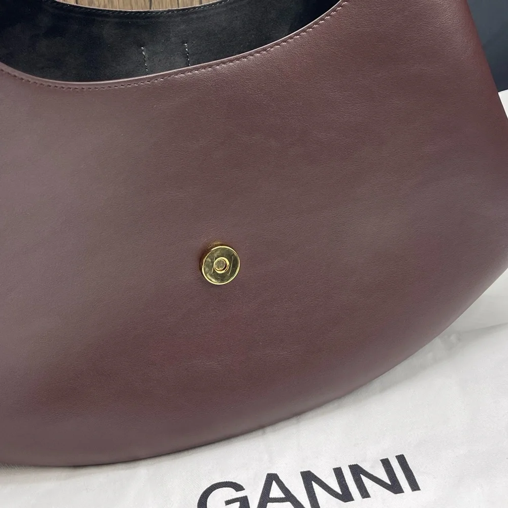 GANNI Butterfly Logo Chicory Coffee Small Kat Shoulder Bag #A7302 - Picture 10 of 15